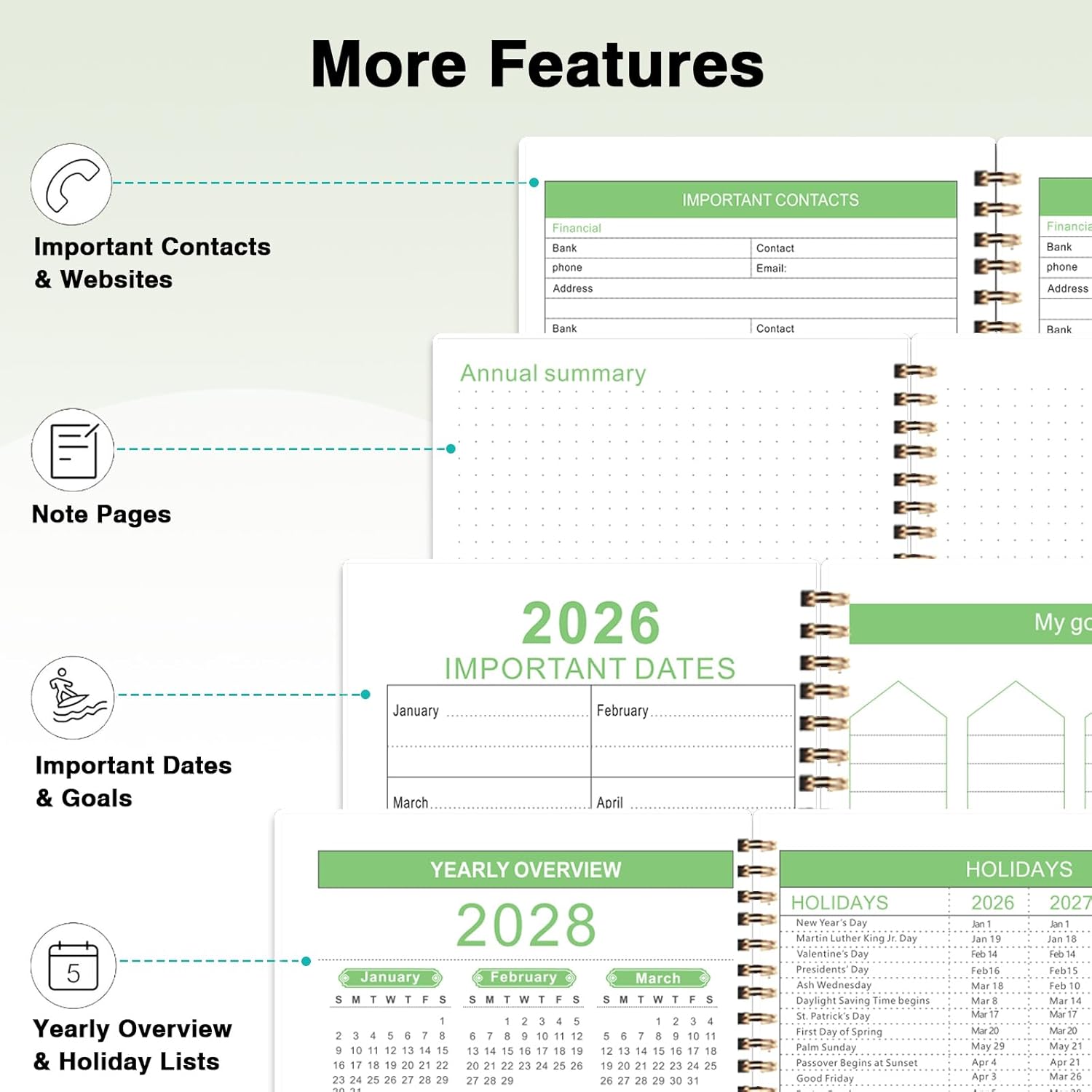 Color black 2026-2028 Monthly Planner - 3 Year Monthly Calendar/Planner 2026-2028, 5.9 x 8.5, 36 Month Calendar Planner, Planners with Twin-Wire Binding, Lined Notes Pages